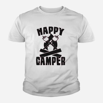 Happy Camper Funny Camping Hiking Cool Vintage Graphic Retro Youth T-shirt | Crazezy UK