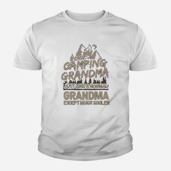 Happy Camping Grandma Outdoors Camper Mountain Gift Youth T-shirt | Crazezy