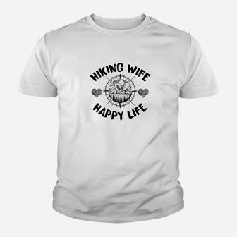 Hiking Wife Happy Life Funny Camping Youth T-shirt | Crazezy CA