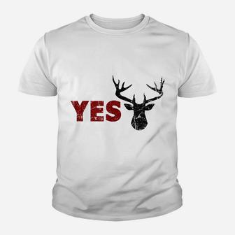 Husband Deer Yes Dear Hunting Pun Happy Wife Funny Youth T-shirt | Crazezy