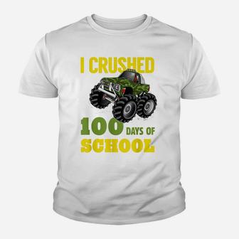 I Crushed 100 Days Of School Funny Monster Truck Tshirt Youth T-shirt | Crazezy CA