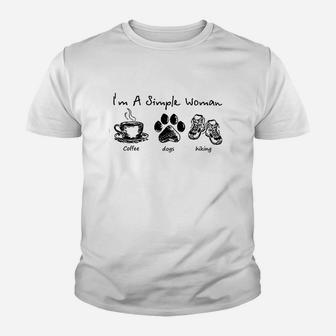 I'm A Simple Woman With Coffee Dogs And Hiking Youth T-shirt | Crazezy