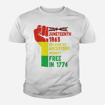 Juneteenth My Ancestors Free Black African Flag Pride Fist Youth T-shirt | Crazezy