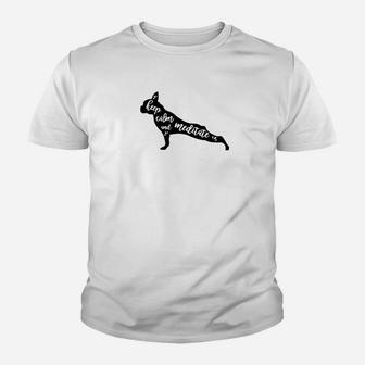 Keep Calm And Meditate Yoga Boston Terrier Dog Shirt Youth T-shirt | Crazezy
