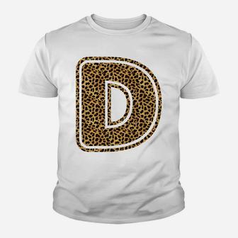 Letter D Leopard Print Initial Case Funny Birthday Gift Youth T-shirt | Crazezy