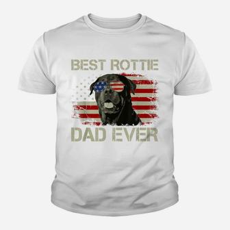 Mens Best Rottie Dad Ever Tshirt Rottweiler American Flag Gift Youth T-shirt | Crazezy