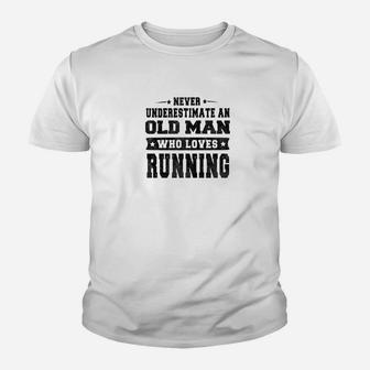 Mens Old Man Loves Running Men Gift Funny Sayings Youth T-shirt | Crazezy