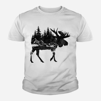 Moose Nature Alaska Hiking Fishing Camping Hunting Gift Youth T-shirt | Crazezy