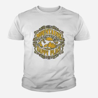 Mountains Are My Happy Place Cool Vintage Hiking Camping Youth T-shirt | Crazezy