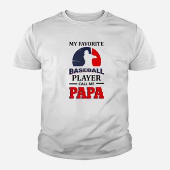 My Favorite Player Calls Me Papa Shirt Grandpa Baseball Gift Premium Youth T-shirt | Crazezy