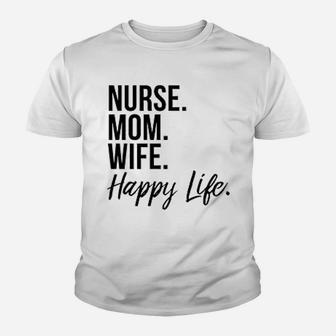 Nurse Mom Wife Happy Life Baseball Mothers Day Youth T-shirt | Crazezy