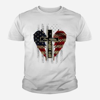 One Nation Under God Distressed Flag, Patriotic Christian, Youth T-shirt | Crazezy