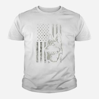 Patriotic German Shepherd American Flag Dog Lover Gift Youth T-shirt | Crazezy
