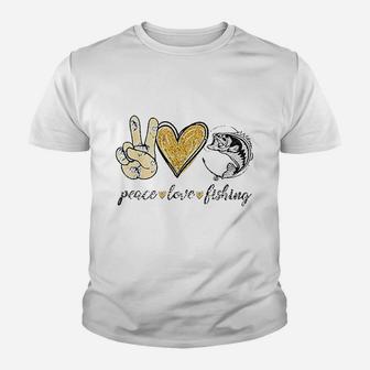 Peace Love Fishing Cute Fisher Gifts Youth T-shirt | Crazezy UK