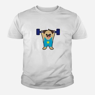 Pug Weight Lifting Funny Dog Lover Workout Fitness Gym Shirt Youth T-shirt | Crazezy AU