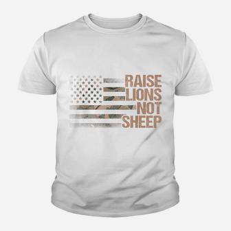 Raise Lions Not Sheep - American Patriot - Patriotic Lion Youth T-shirt | Crazezy UK