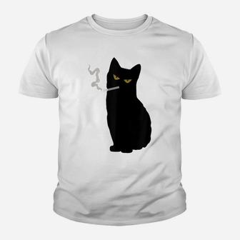 Rebel Smoking Bad Black Cat Funny Black Cat Gift Youth T-shirt | Crazezy