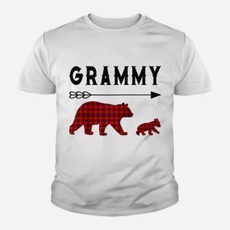 Red Plaid Buffalo Grammy Bear Christmas Pajama Family Gift Raglan Baseball Tee Youth T-shirt | Crazezy AU