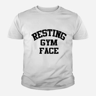 Resting Gym Face Workout Weight Lift Youth T-shirt | Crazezy