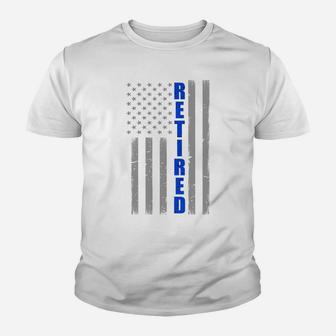 Retired Police Officer Gift - Thin Blue Line Flag Sweatshirt Youth T-shirt | Crazezy CA