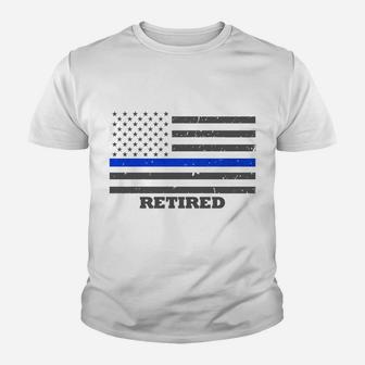 Retired Police Officer Sweatshirt - Thin Blue Line Flag Youth T-shirt | Crazezy