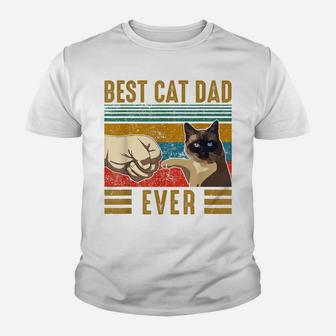 Retro Vintage Best Cat Dad Ever Fathers Day Siamese Cat Gift Youth T-shirt | Crazezy AU