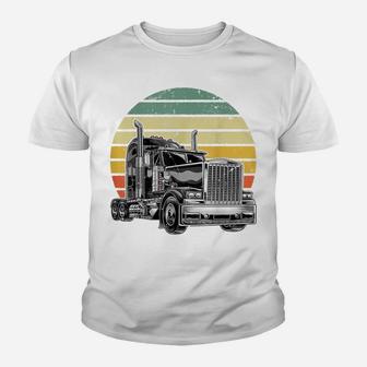 Retro Vintage Trucker Big Rig Semi-Trailer Truck Driver Gift Youth T-shirt | Crazezy