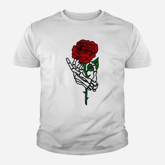 Skeleton Hand Holding Rose Hoodie, Tattoo Hoodies Youth T-shirt | Crazezy UK