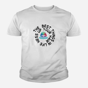 Swimming The Best Things In Life Mess Up Your Hair Youth T-shirt | Crazezy