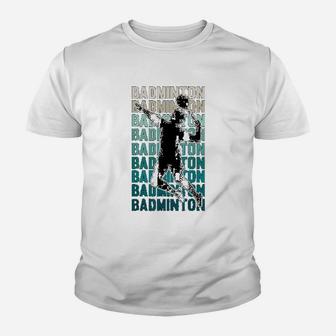 Vintage Badminton Silhouette Sport Player Shuttlecock Youth T-shirt | Crazezy UK