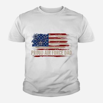 Vintage Proud Air Force Dad American Flag Veteran Gift Youth T-shirt | Crazezy CA