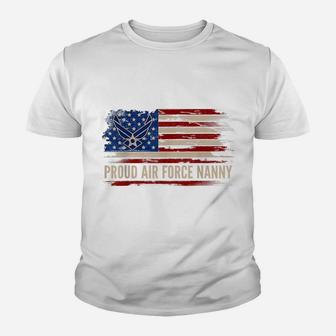 Vintage Proud Air Force Nanny American Flag Veteran Gift Youth T-shirt | Crazezy DE