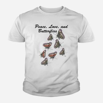 Virginia Wright Peace, Love, And Butterflies Youth T-shirt | Crazezy CA