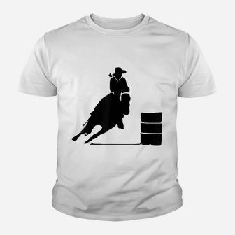Western Cowgirl Barrel Racing Rider Rodeo Horse Riding Youth T-shirt | Crazezy