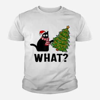 What Christmas Tree Funny Black Cat Youth T-shirt | Crazezy