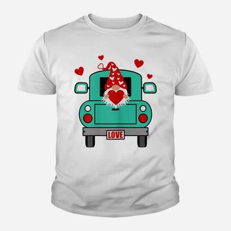 Womens Valentines Day Gnome Vintage Farm Truck Youth T-shirt | Crazezy