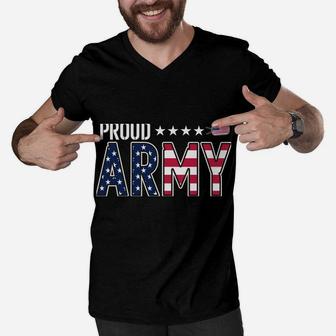 American Flag Proud Army Grandpa Sweatshirt Men V-Neck Tshirt | Crazezy