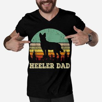 Australian Cattle Dog Red Blue Pet Heeler Dad Cute Mens Gift Men V-Neck Tshirt | Crazezy