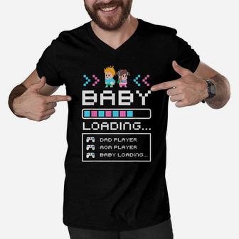 Baby Loading Gamer Shirt Cute Mom Dad Pregnancy Announcement Men V-Neck Tshirt | Crazezy CA