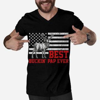 Best Buckin' Pap Ever Shirt Deer Hunting Father's Day Gift Men V-Neck Tshirt | Crazezy CA