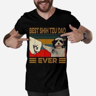 Best Shih Tzu Dad Ever Retro Vintage Men V-Neck Tshirt | Crazezy UK