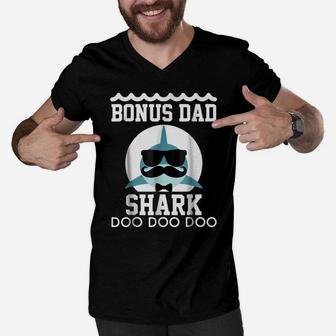 Bonus Dad Shark Shirt Matching Family Shirts Shark Tshirts Men V-Neck Tshirt | Crazezy CA