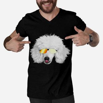 Cute Poodle T Shirt White Poodle Dog Lover Mom Dad Gift Tee Men V-Neck Tshirt | Crazezy CA