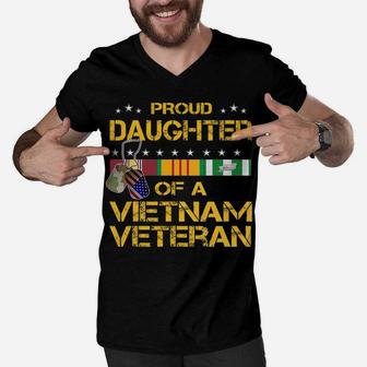 Daughter Of A Vietnam Veteran I'm Proud My Dad T-Shirt Men V-Neck Tshirt | Crazezy