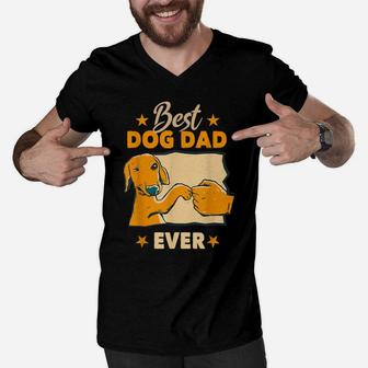 Dogs And Dog Dad - Best Friends Gift Father Men Men V-Neck Tshirt | Crazezy CA