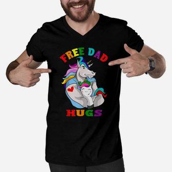 Free Dad Hugs Lgbt Gay Pride Men V-Neck Tshirt | Crazezy AU