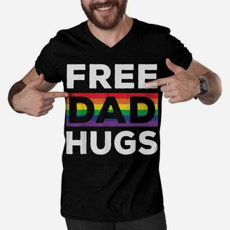 Free Dad Hugs Rainbow Lgbt Pride Fathers Day Gift Men V-Neck Tshirt | Crazezy
