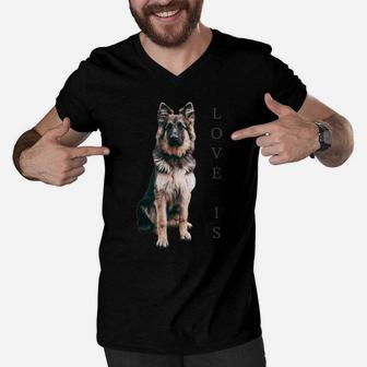 German Shepherd Shirt Women Men Kids Love Dog Mom Dad Gift Men V-Neck Tshirt | Crazezy