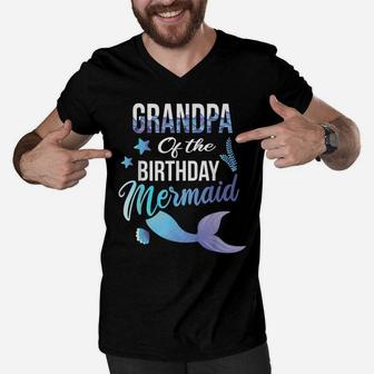 Grandpa Of The Birthday Mermaid Cute Matching Family Gift Men V-Neck Tshirt | Crazezy AU
