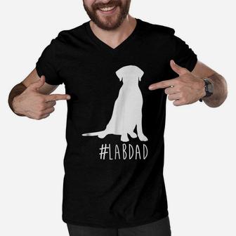 Hashtag Lab Dad Labrador Retriever Dad Shirt Men V-Neck Tshirt | Crazezy CA